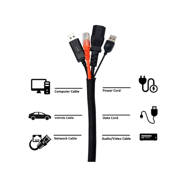 Kable Kontrol® Wrap Around Braided Sleeving - 1/2 Inside Diameter - 25' Length - Black